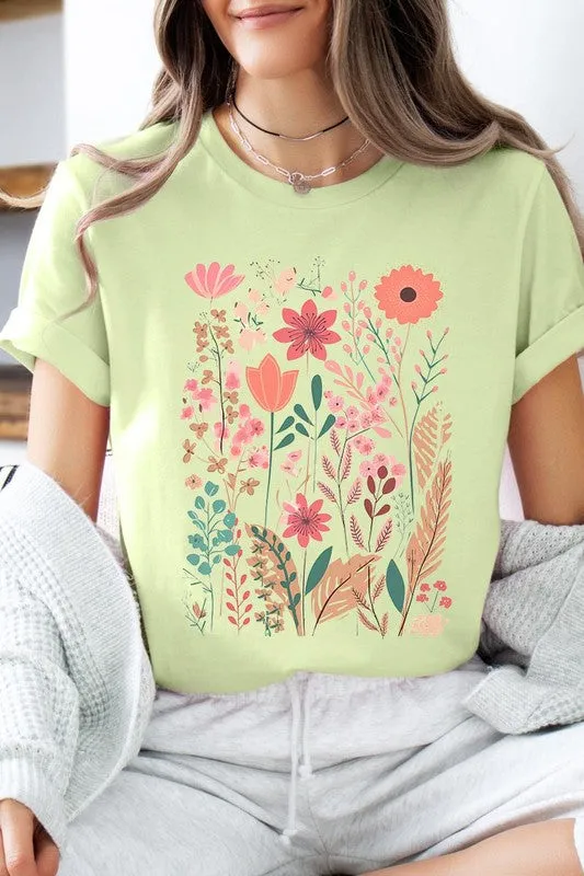 Pastel Wildflower Floral Graphic T Shirt