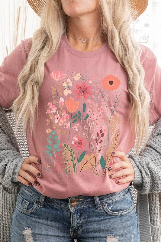 Pastel Wildflower Floral Graphic T Shirt