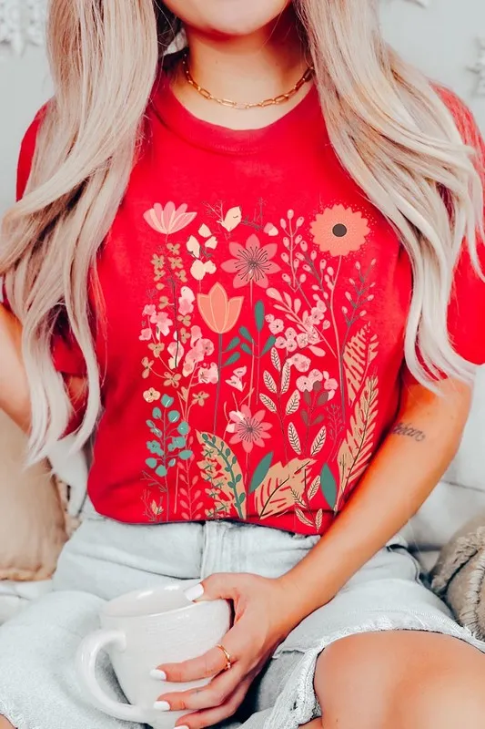 Pastel Wildflower Floral Graphic T Shirt