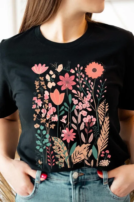 Pastel Wildflower Floral Graphic T Shirt