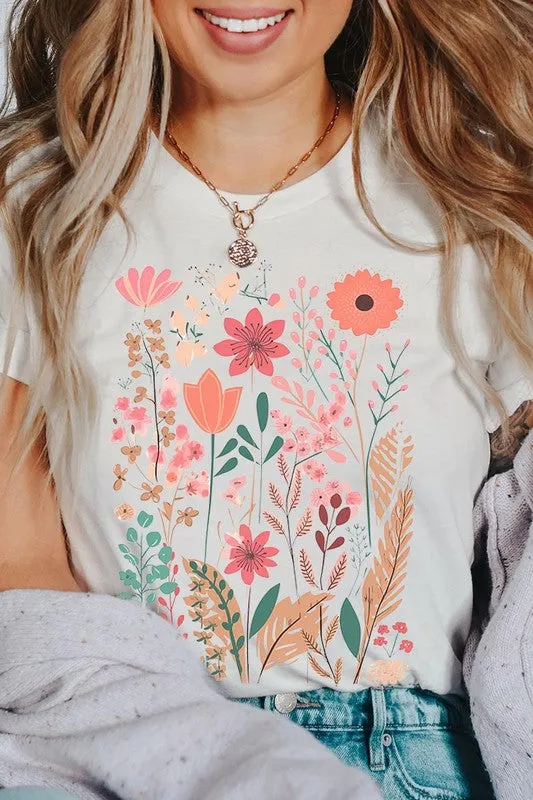 Pastel Wildflower Floral Graphic T Shirt