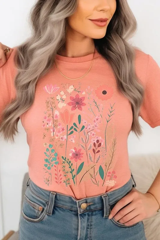 Pastel Wildflower Floral Graphic T Shirt