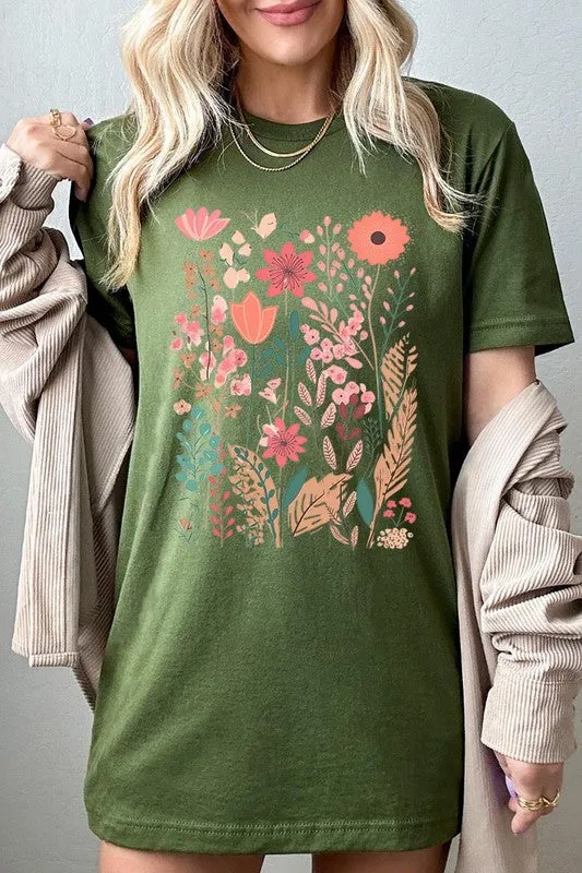 Pastel Wildflower Floral Graphic T Shirt