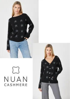 Relaxed Cashmere Star Crew & Cardigan