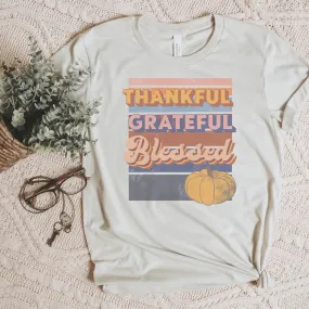 Retro Thankful Grateful Blessed Tee