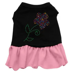 Rhinestone Multi Flower Dress Black with Pink XS (8)