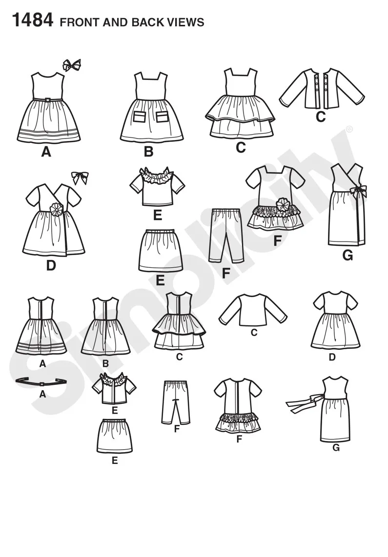 Simplicity Pattern 1484 for 18 inch Doll Clothes