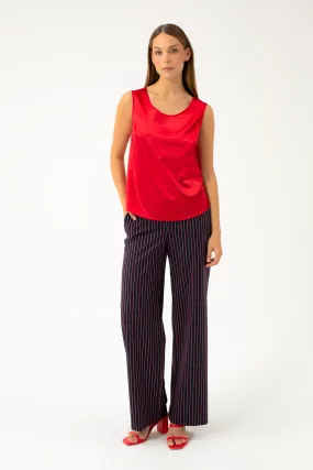 STRAIGTH NAVY TROUSERS WITH RED STRIPES