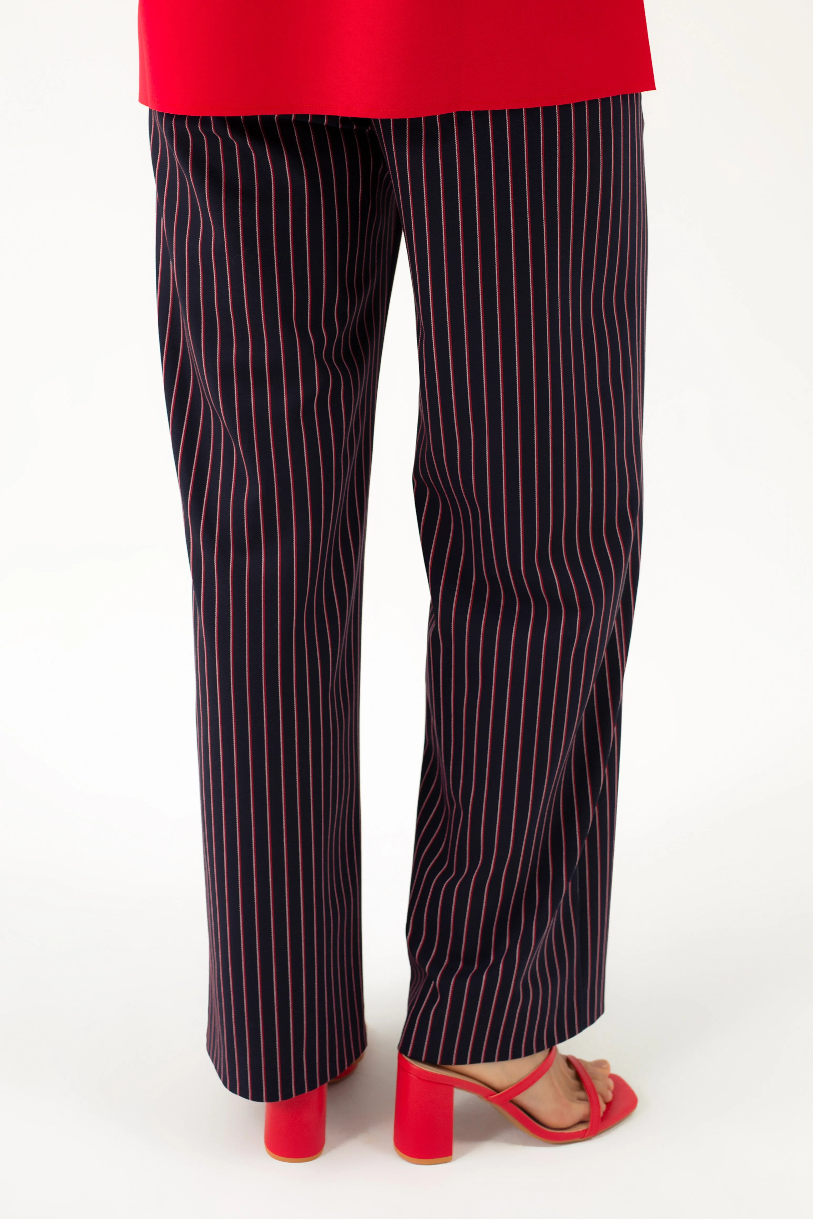 STRAIGTH NAVY TROUSERS WITH RED STRIPES