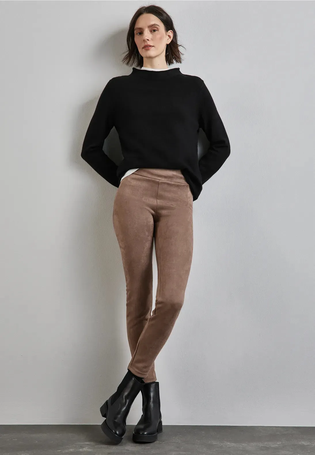 Street One Velour leggins in Black Or Mocha  28" Leg 378310