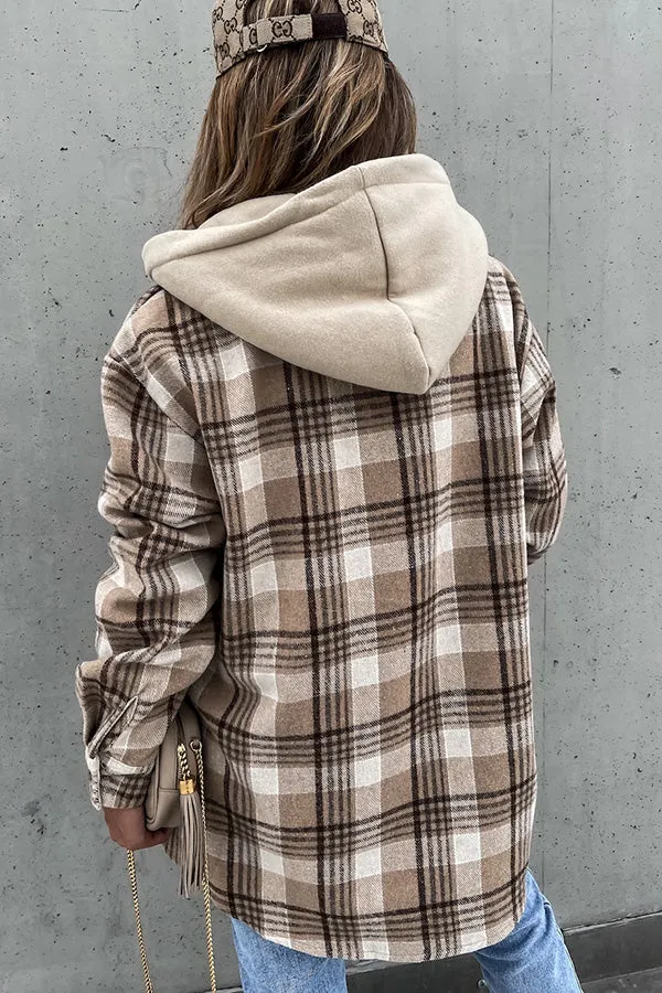 Street Style Chic Plaid Hooded Coat