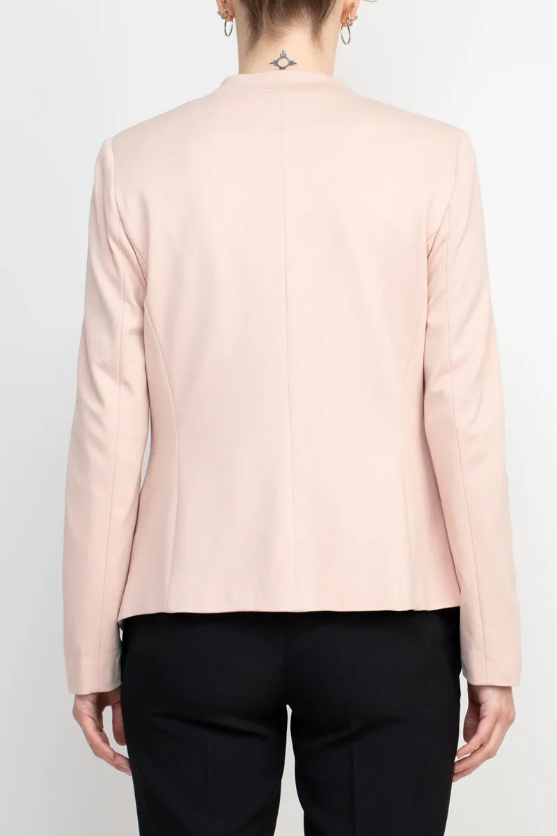 T Tahari Open Front Long Sleeve Zip Pocket Detail Jacket