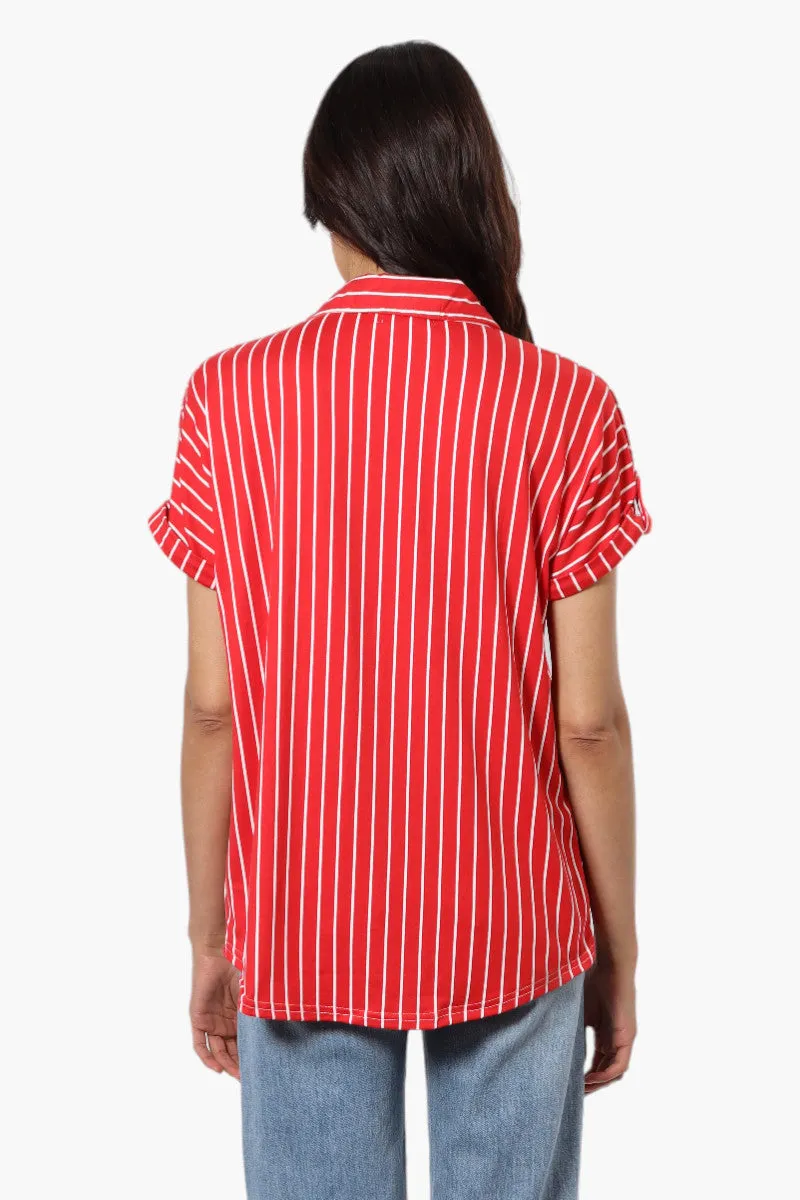 Urbanology Plaid Front Flap Pocket Shirt - Red