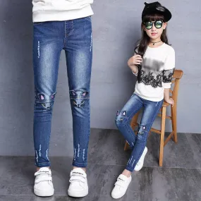 Warmed Fashionable Elastic Waist Skinny Jeans For Girls