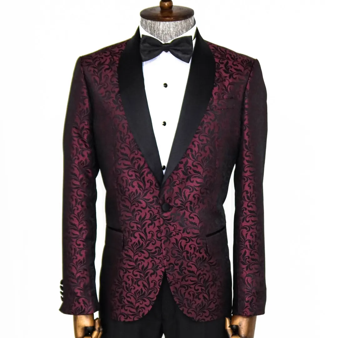 Wine Floral Prom Blazer