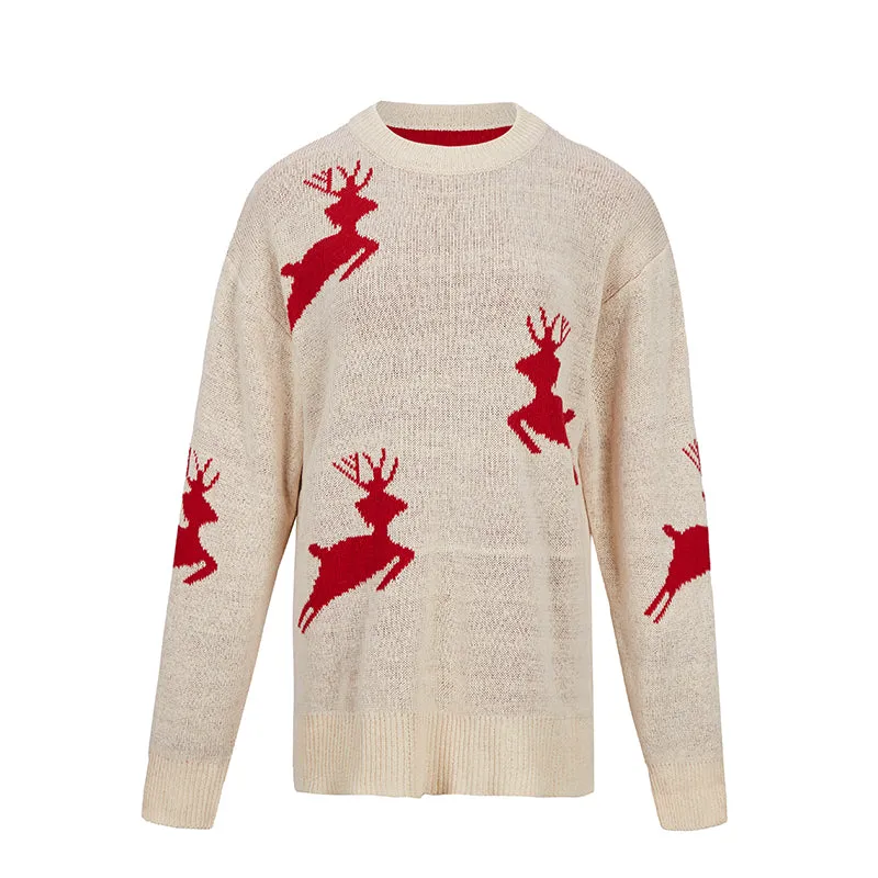 WOMEN'S ELK JACQUARD SWEATERS