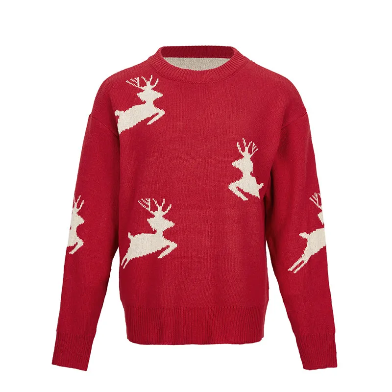 WOMEN'S ELK JACQUARD SWEATERS